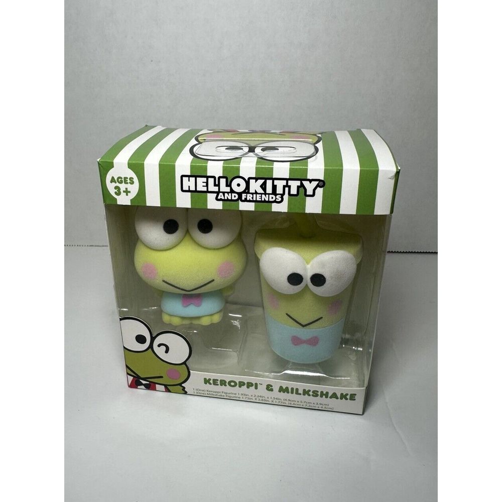 Hello Kitty and Friends Keroppi & Milkshake Flocked 2.5" Figure Set 2023 (Stain)